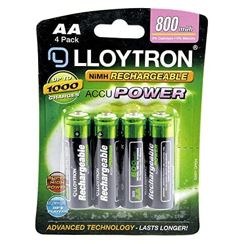 LLOYTRON Rechargeable AA Batteries 800mAh - 4 Pack Cover
