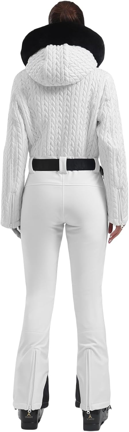 GSOU SNOW Womens Ski Suit One Piece Snowsuit Snowboard Jacket Slim Snow Jumpsuit Faux Fur Ski Outfit Waterproof - Image 2