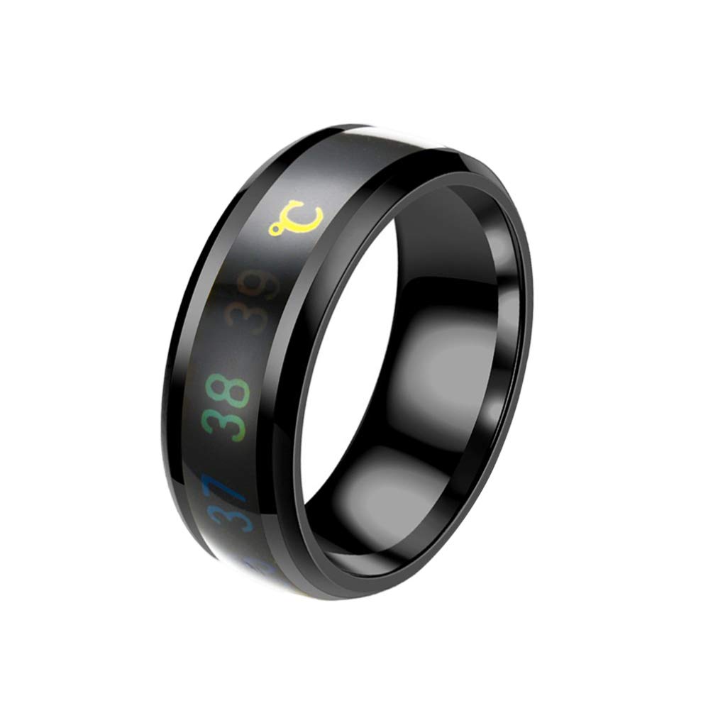 Happyyami Temperature Monitor Rings Digital Body Temperature Sensor Smart Rings Couple Lovers Wedding Rings Jewelry Size No 11