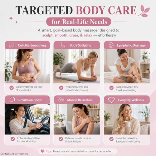 Image of 4-in-1 Lymphatic Drainage Massager - Anti-Cellulite Message Tool with Heating /Vibration /Light Therapy, Full Body Pain Relief & Skin Tightening,Cordless Handheld for Sciatica