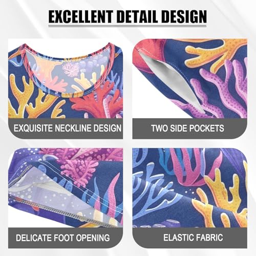 ALAZA Coral Reef Sea Pajamas Short Sleeve 2 Piece Sleepwear Top and Bottom Pajama Set Unisex4