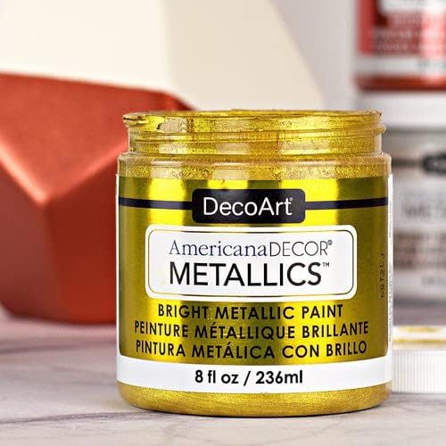 Miniatura 5 de DecoArt Americana Decor Metallics - Pintura metálica de oro de 24 quilates, paquete de 3 (8 onzas líquidas), pinturas metálicas de bricolaje para