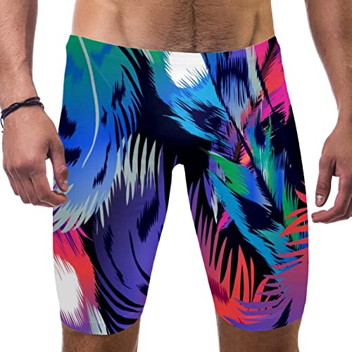 Bañador deportivo de pierna cuadrada con diseño de plumas de pájaros alta resistencia