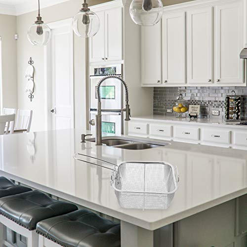 Hemoton Cesto de coador de malha com alças dobráveis para cozinha doméstica, frigideira, macarrão, e