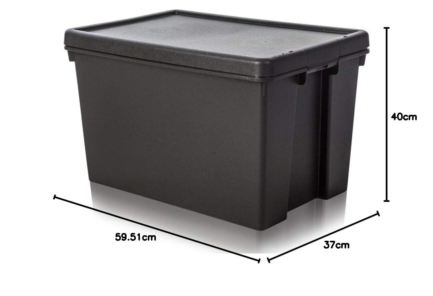 3 x Wham Bam Heavy Duty reciclado Box – 62 l, con Tapa – 59,5 x 40 x 37 cm – Negro