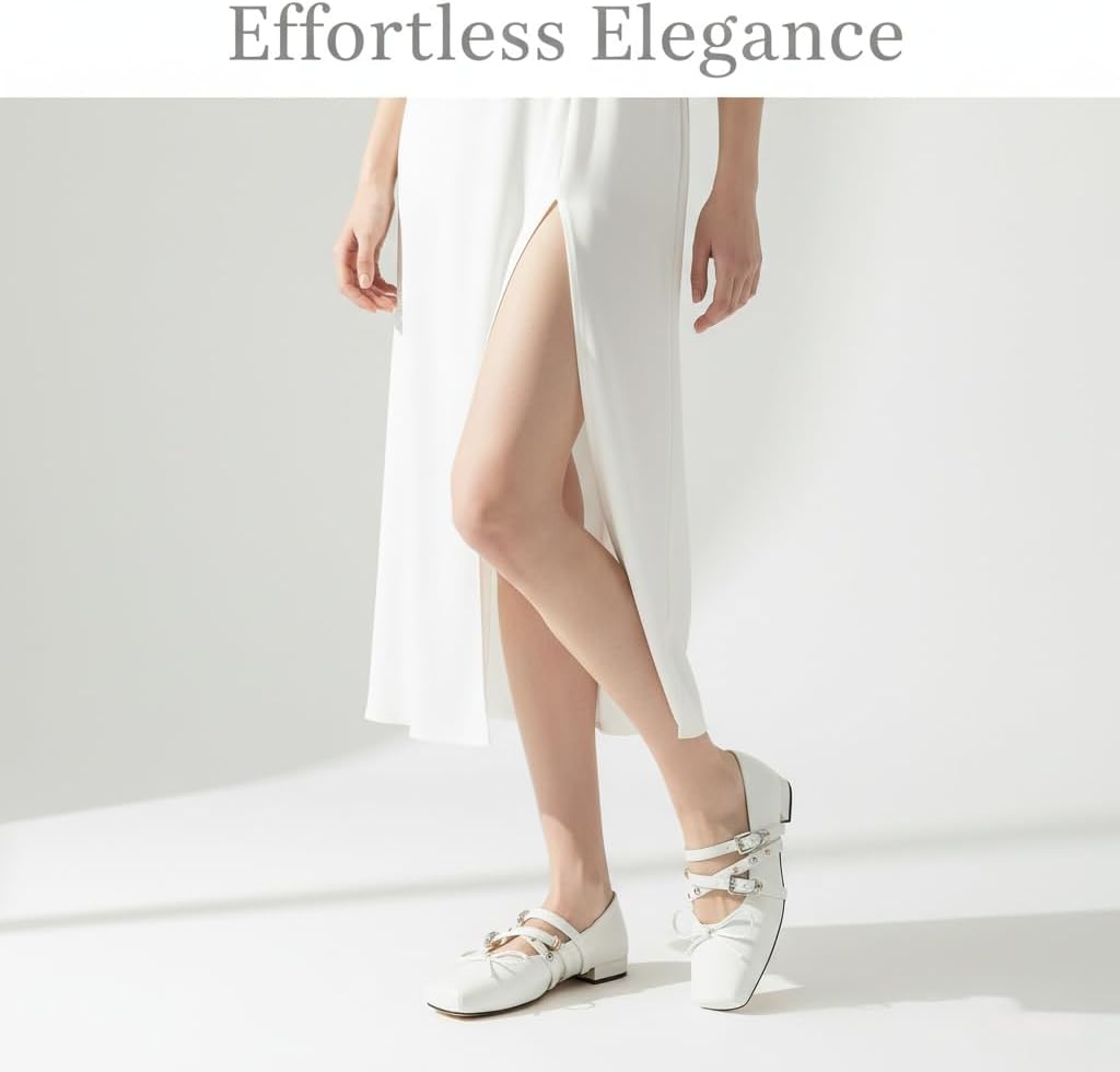 Women's Elegant Buckle Strap Mary Jane Ballet Dressy Square Toe Wedding Formal Party Evening Work Flats Shoes
