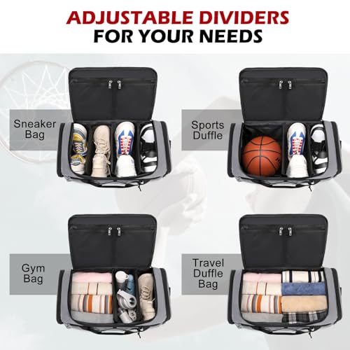 Sneaker Bag for Travel, Outdoor Sports Gym Bag Shoe Bag for 4 Pairs of Sneakers up to Size 14, Travel Duffel Bag with 3 Adjustable Dividers & Shoulder Strap, Sneakerhead Gift4
