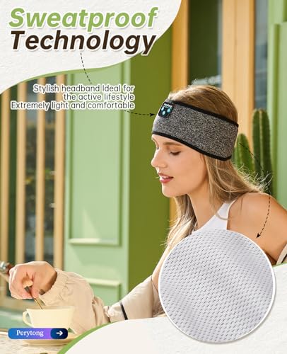 Image of Perytong 2 Pack Sleep Headphones Headband, Bluetooth 5.4 Sleeping Headphones for Side Sleepers with Ultra-Thin Stereo Speakers, Wireless Sport Music Headband Earphones for Workout Yoga Running