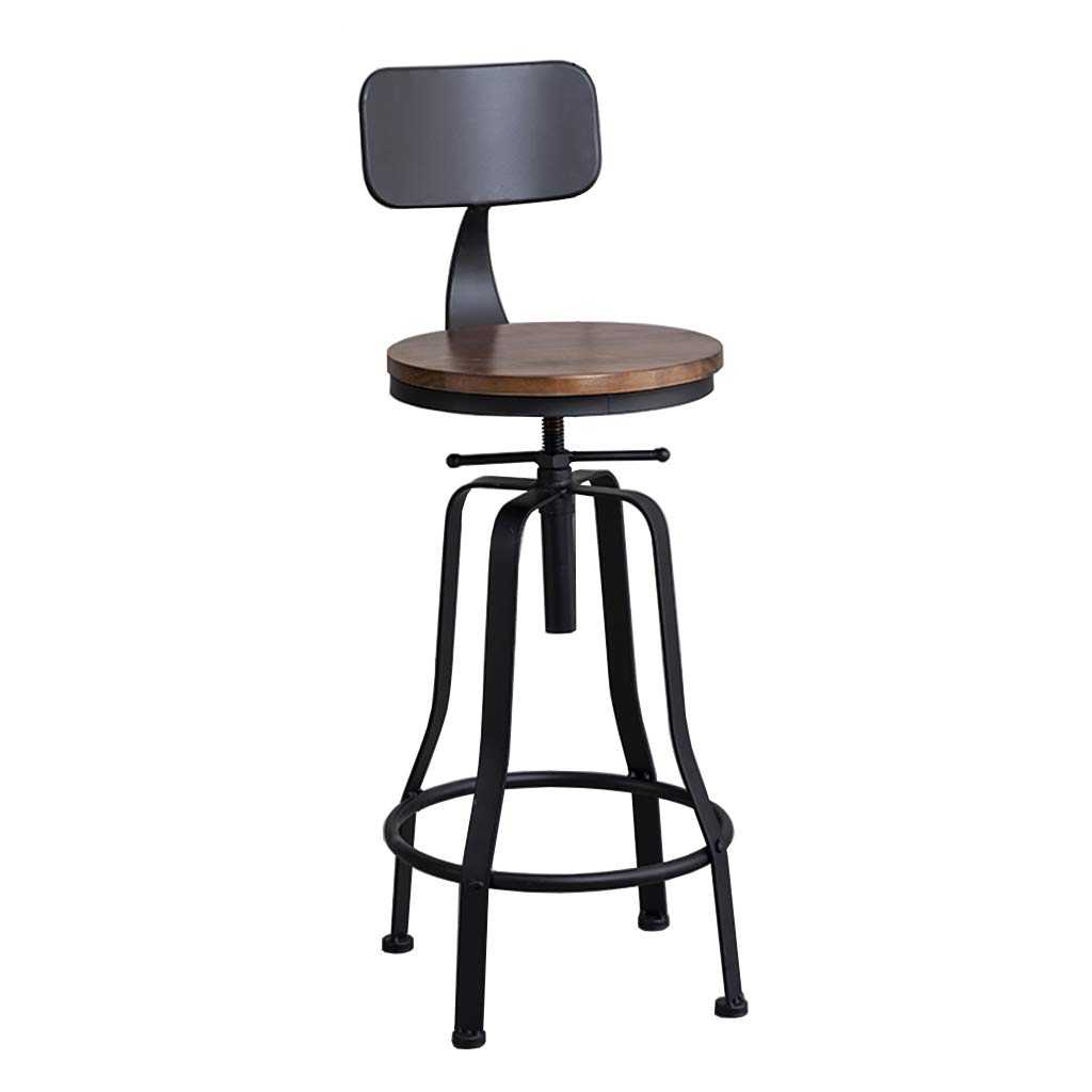Sedia girevole moderna per soggiorno, altezza bancone, sgabello da bar, regolabile in altezza, seduta in legno, gambe in metallo