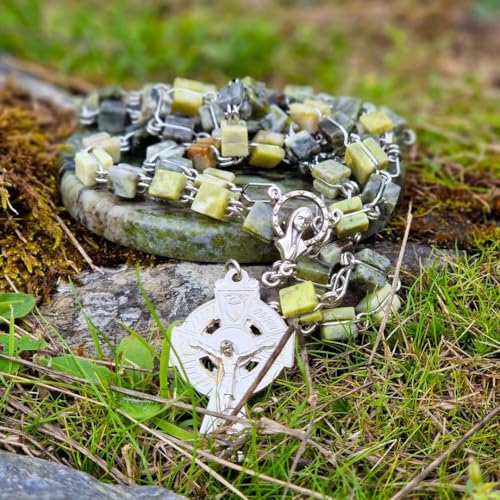 JC Walsh and Sons Handcrafted Irish Square Beads Connemara Marble Rosary Celtic Cross Gift Birthday Present2