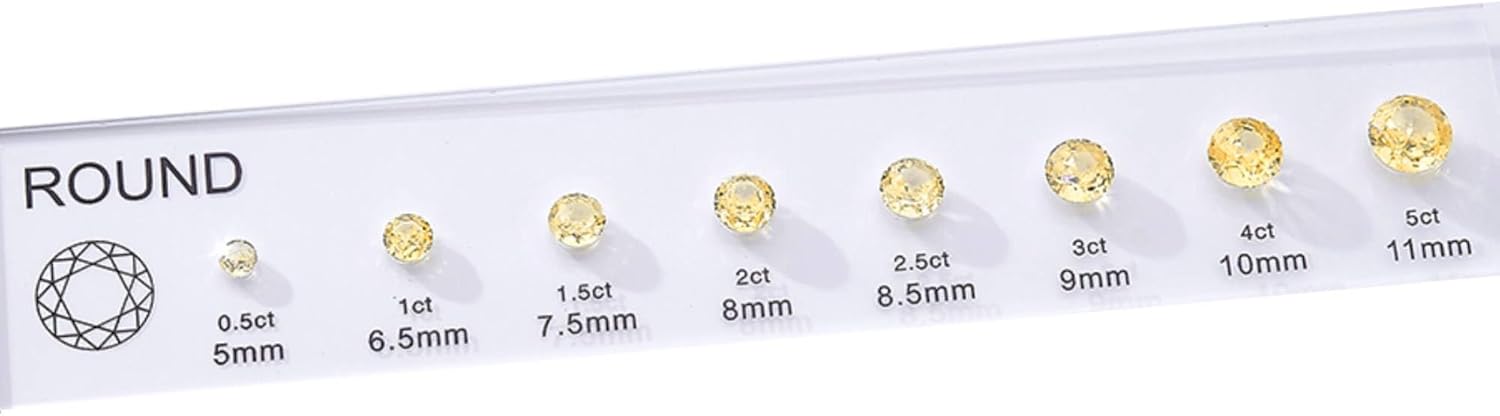 Diamond Size Shape Guide Selector Kit, 5A Cubic Zirconia Engagement Ring Size Comparison Tool, Classic Round Diamond Cutting Shape 8 Different Size