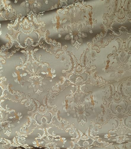 Vintage Damask Upholstery Fabric, Floral Pattern, Traditional Victorian Design, 54" Wide, Sold by Yard (Sage)