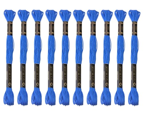 Image of 12 Skeins Embroidery Cotton Floss is 100% Egyptian Long Fiber Cotton of 8.75yds Each Cottons Cross Stitch Thread for Hand Embroidery DIY Creation and Friendship Bracelet String. (12, Blue)