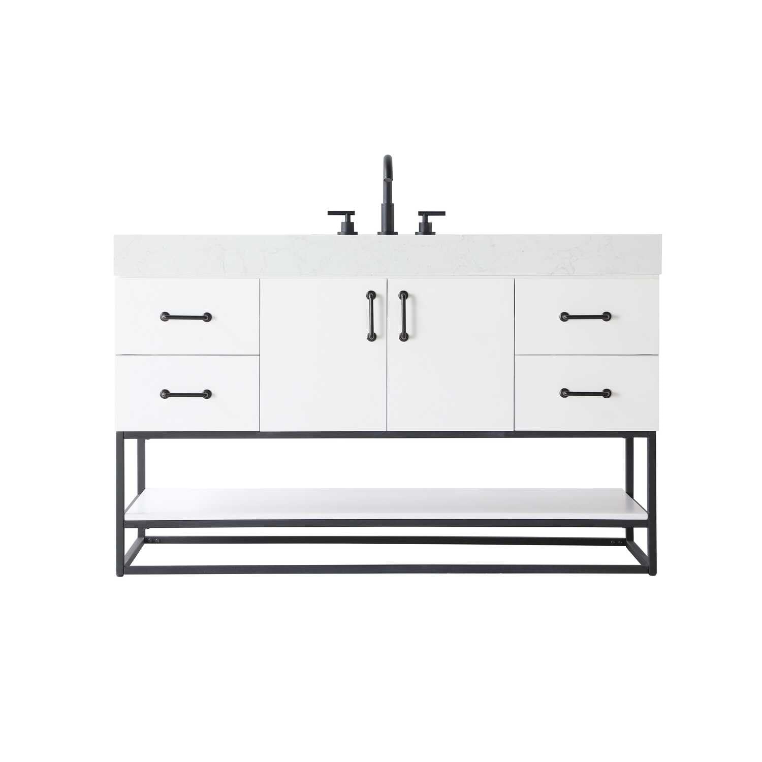 Elegant Kitchen and Bath 54" Single Bathroom Vanity in White by Elegant Lighting – Wood, White, Model VF29254WH