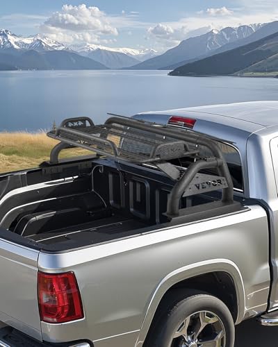 VEVOR Truck Bed Roll Bar, Universal Adjustable Sport Bar with Luggage Rack for Full-Size Pickup/ 1997-2024 Ford F-150, Carbon Steel Construction with Extension Light Bracket, Rust-Resistant Coating