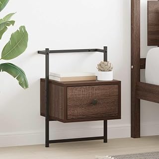 väggmonterat nattduksbord brun ek 35 x 30 x 51 cm trämaterial med låda, modernt nattduksbord smalt, minimalistiskt sängbord med förvaringsutrymme, rustik nightstand för sovrum