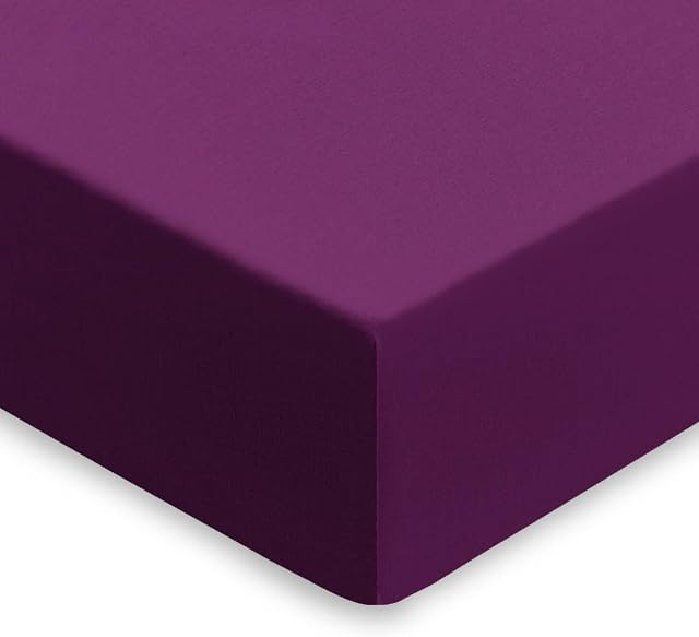 Extra Deep Fitted Sheets 16"/40CM Deep Bedsheets 16 Colours. (Double, Purple)