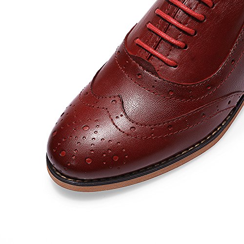 Image of Mona flying Womens Leather Wingtip Oxfords Brogue Shoes Lace-up Flats