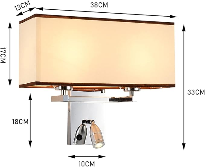 Rebirth Binnenwandlamp geborsteld chroom met stoffen beige gele kap | Wandmontage Spotlight Slaapkamer Nachtkastje Lezen Verlichtingsarmatuur | Aan Uit Schakelaar | 2 x E27-lamp vereist (niet inbegrepen) photo 2