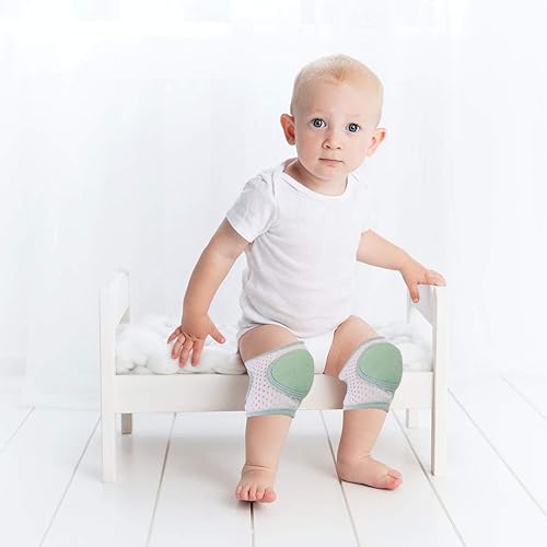Miniatura 2 de EXCEART Rodilleras antideslizantes para bebés y niños pequeños rodilleras ajustables protector de gateo verde rodilleras para niños pequeños
