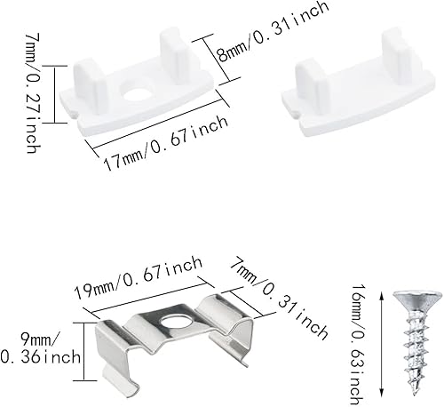 Miniatura 2 de ITROLLE 24 clips de montaje de metal de canal LED, tapas de extremo de canal LED para instalación de luces de tira LED, cubierta LED en forma de U,