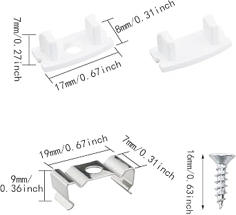 24PCS Led Channel Metal Mounting Clips Led Channel End Caps for LED Strip Lights Installation U-Shape LED Cover Diffuser Track with Complete Mounting Accessories for Easy Installation