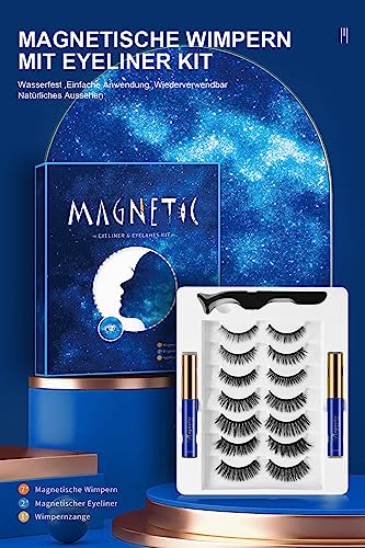 7. Bild von Aosun Magnetische Wimpern mit Eyeliner Kit, 7 Stile, 3D Magnetic Lash Extensions für Natürlich Look, Falsche Künstliche Wimpern Set, Wasserdicht, Ohne Kleber, Schwarz, Eye Make-up für Cat Eye & Hallow