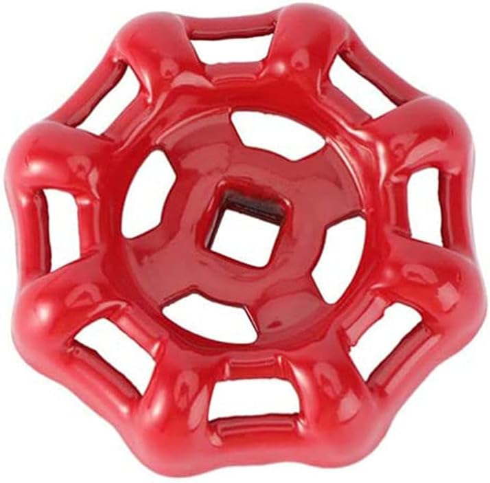 Cast Iron Outside Faucet Round Wheel Handle, Hose Bib Water Spigot 7x7mm, Red