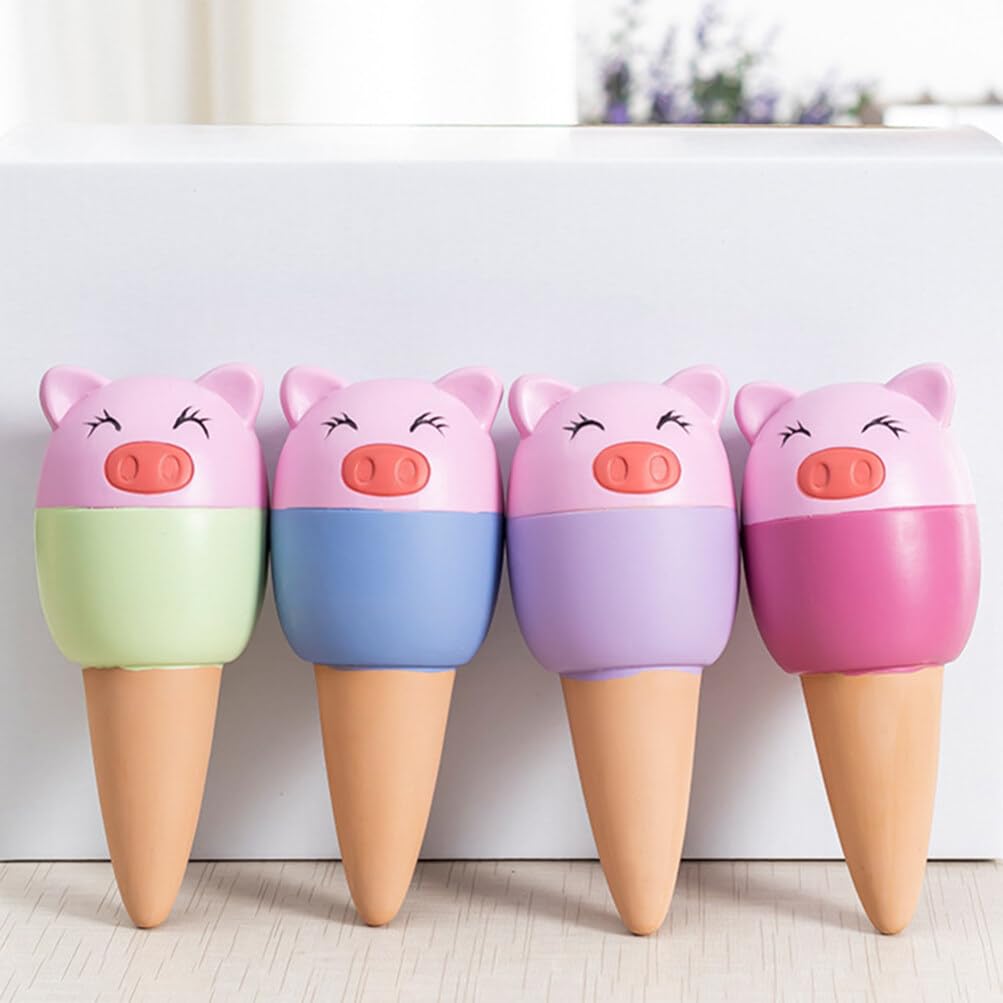 BESPORTBLE Pointes D'arrosage en Terre Cuite 4 Pièces Cochon Pointes D'arrosage Automatique Globes Animal Mignon Jardinières en Terre Cuite À Arrosage Automatique Arroseur Automatique