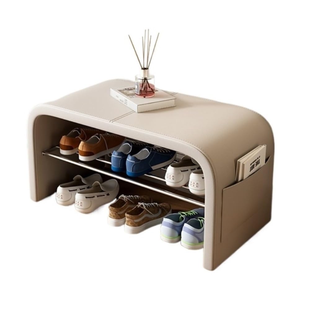 Étagère à chaussures avec siège et banc de rangement blanc de 60cm
