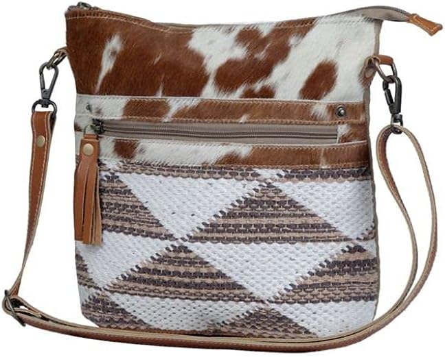 Myra Bag Over Shoulder Purse - Canvas Crossbody Bag with Genuine Leather Detailing, Fabric Satchel for Everyday Use, Travel