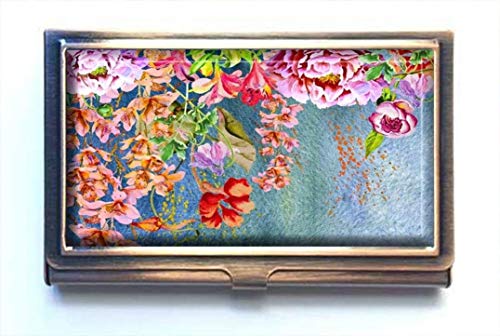 jkfgweeryhrt Watercolor Blumen Custom Tragbare Business Bank Name Card Case Halter Box Tasche Kreditkarte ID Geldbörse Cover