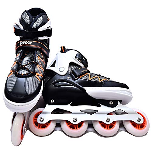 Viva Adjustable Inline Skates with Different Wheel Size Roller Inline Skates for All Boys and Girls (Medium (6-8 UK), 80MM - Wheel Size)