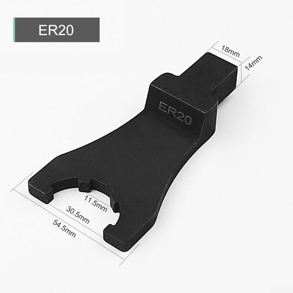 ER16 Clé à molette pour fraiseuses CNC, clé à crochet en acier allié avec interface de 14 mm x 18 mm, outil haute résistance pour mandrins à pince ER16/ER20/ER25, noir (ER20)