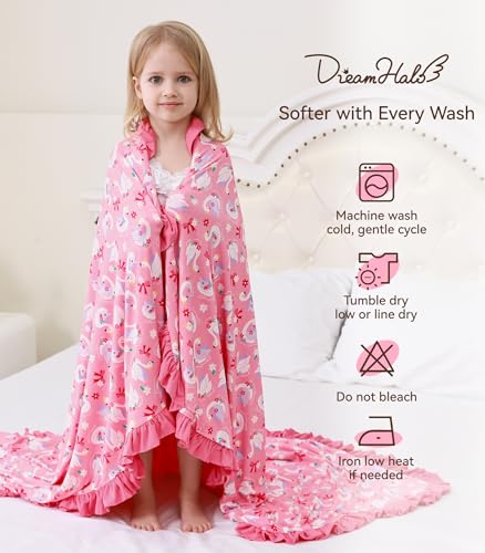 Image of Premium Baby Blankets, Soft Viscose from Bamboo Blanket for Girls, Nursery Crib Bedding Quilt for Newborn and Toddler, Ruffle Blanket Cooling for Hot Sleepers, 50''x50'' Beautiful Swan