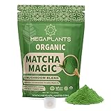 MEGAPLANTS Matcha Magic (50 Servings) | Superfood 5 Mushroom Powder Blend for Focus, Clarity & Energy | USDA Organic | Japanese Ceremonial Grade Matcha | Shade Grown