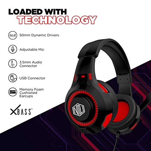 Nu-Republic-Dread-EVO-Gaming-Earphones-with-Flexible-Extended-MicrophoneRed-LED-Light50mm-Neodymium-DriversHD-Sound-Volume-Controls-for-PC-PS4-Xbox-Android-iOS-Mobile-Phone-Black-Red Nu Republic Dread EVO Gaming Earphones with Flexible Extended Microphone,Red LED Light,50mm Neodymium Drivers,HD Sound…