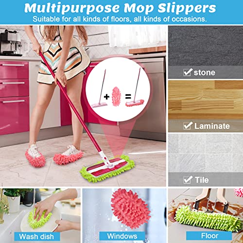 Iumé 5-Pairs Mop Slippers Shoes For Floor Cleaning , 10 Pcs Microfiber Shoes Cover Reusable Dust Mops For Women Washable , Mop Socks For Foot Dust Hair Cleaners Sweeping House Office Bathroom Kitchen #TOP4