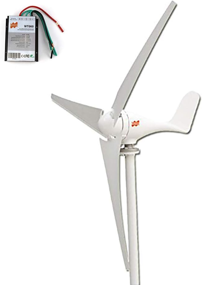 Small Wind Turbine Generator AC 12V or 24V, 100W 200W 300W 400W Economy Windmill for Wind Solar Hybrid System 2m/s Start Wind Speed 3 Blades(400Watt 24Volt)