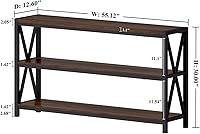 Vista 2 de FATORRI Console Table for Entryway, Modern Entry Table with 3 Tier Shelves, Couch Tables Behind Sofa for Living Room (55 Inch, Dark Walnut)