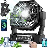 COZII Camping Fans for Tents, 20000mAh 75Hrs Battery Powered Rechargeable Camping Fan with 3 Colors