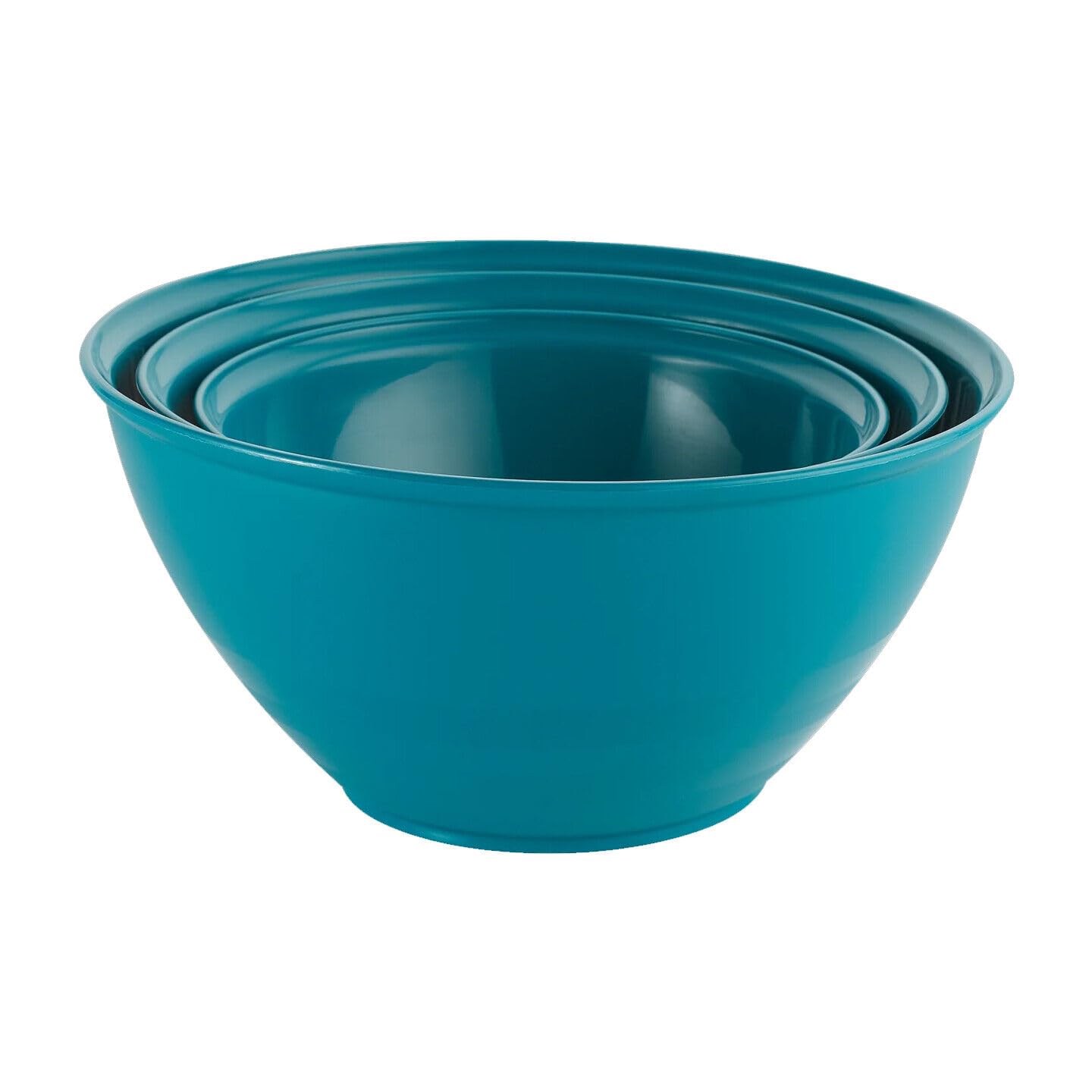 URBN-CHEF Set of 3 Durable Plastic Colourful Mixing Bowls Set Microwave & Dishwasher Safe (Teal)
