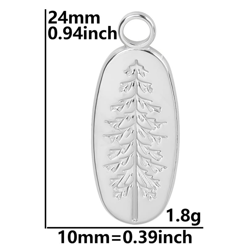 Jude Jewelers Stainless Steel Long Oval Shaped Pine Tree Style Wedding Party Pendant Necklace2