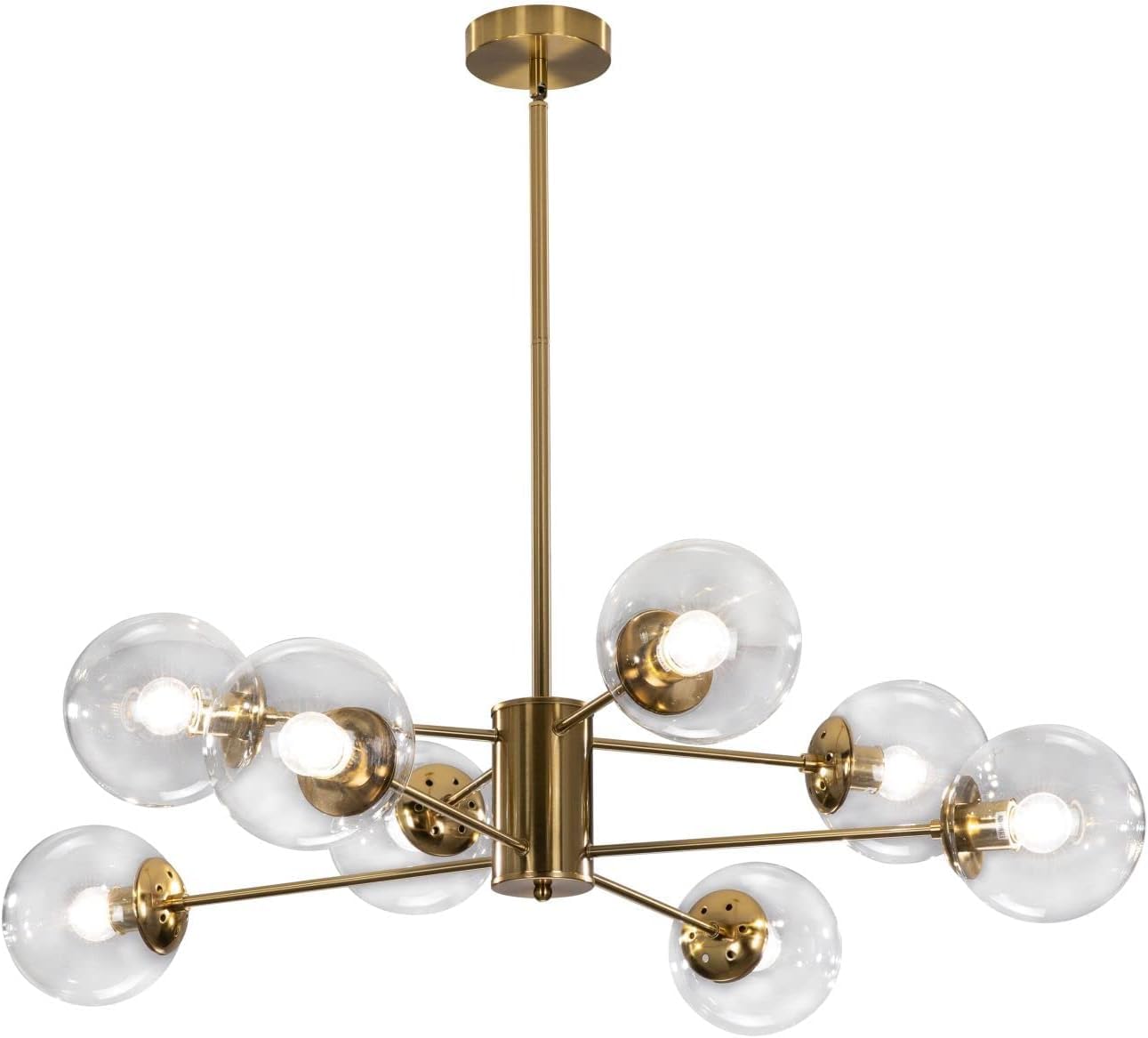 KCO Lighting Modern Sputnik Chandelier 8-Light Clear Glass Globe Ceiling Light Mid Century Brass Flush-Mounted Kitchen Iceland Product Image 1