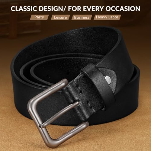 Image of Men's Leather Belt Full Grain Leather Belts for Men Handmade Real Solid Top-Grain Leather Heavy-Duty Work Belt Gifts