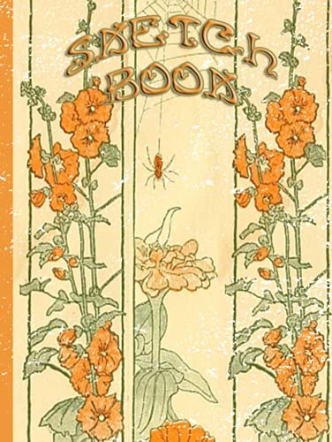 Retro Orange Floral Hardcover Sketchbook Nature Scene Illustration 8.25x11 200 Pages: Hardcover...