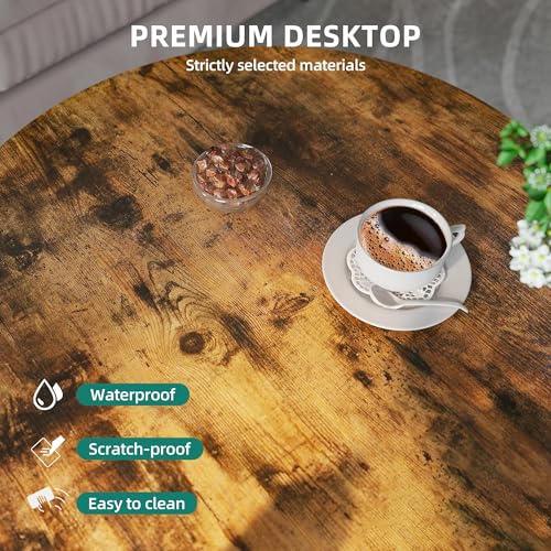 YITAHOME Round Coffee Table for Living Room, 80x80x46cm Vintage Central Table with Storage Shelf, Industrial Modern Coffee Table with Sturdy Metal Legs Simple Centre Table for Home Office - Image 4