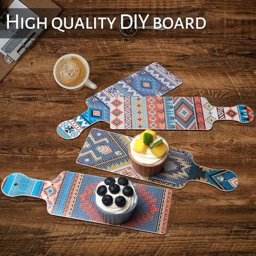Image of 4 Pcs DIY Diamond Painting Tray Boards, Crystal Rhinestone Art for Kitchen, Dining Table Decor, Wedding Dessert Display, Birthday Party Gifts