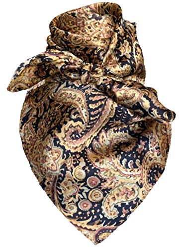 Wyoming Traders Paisley Cowboy Wild Rag 100% Silk Scarf Bandana Multiple Colors 34.5" (Gold/Black) #TOP14
