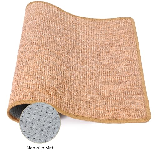 FUKUMARU Cat Scratcher Mat, 23.6 X 31.5 Inch Natural Sisal Cat Scratch Mats, Horizontal Cat Floor Scratching Pad Rug, Protect Carpets and Sofas Brown - Thumbnail 4